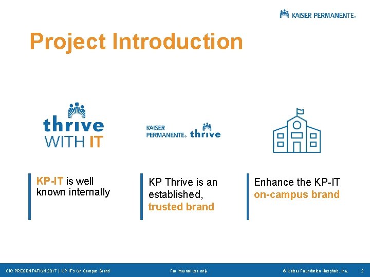 Project Introduction KP-IT is well known internally CIO PRESENTATION 2017 | KP-IT’s On Campus