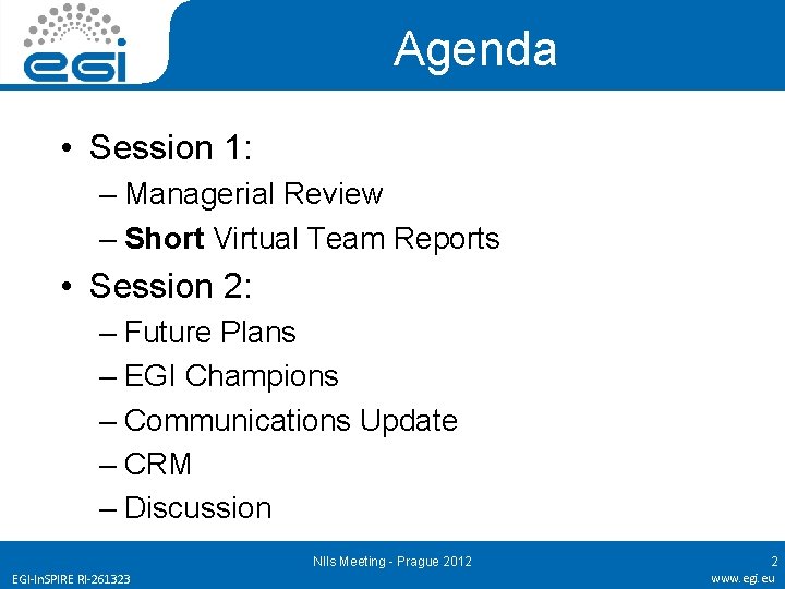 Agenda • Session 1: – Managerial Review – Short Virtual Team Reports • Session