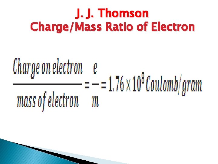 J. J. Thomson Charge/Mass Ratio of Electron 