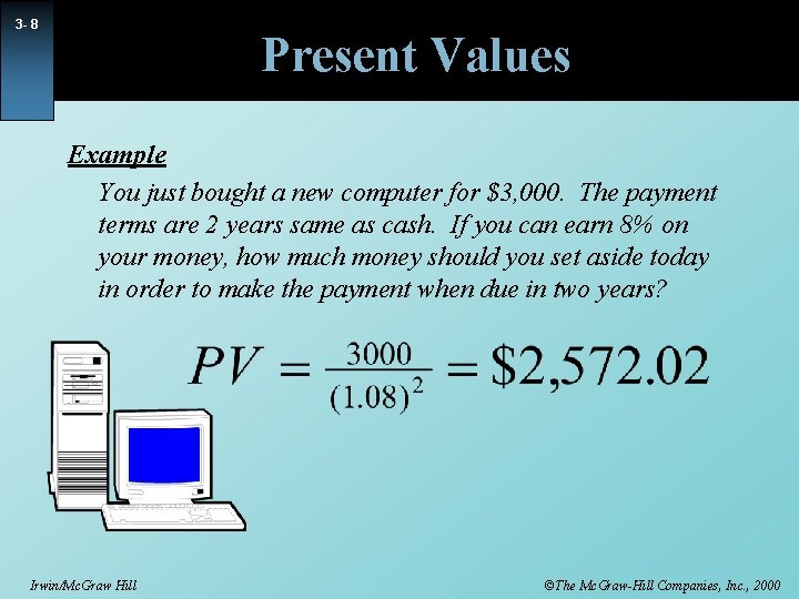 3 - 8 Present Values Example You just bought a new computer for $3,