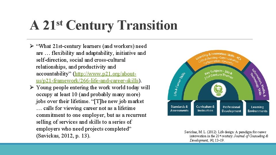 A 21 st Century Transition Ø “What 21 st-century learners (and workers) need are