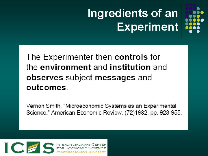 Ingredients of an Experiment 