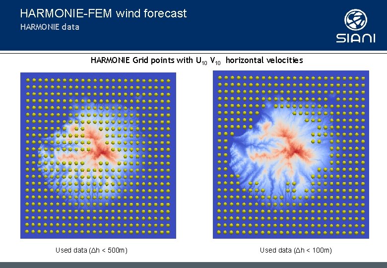 HARMONIE-FEM wind forecast HARMONIE data HARMONIE Grid points with U 10 V 10 horizontal
