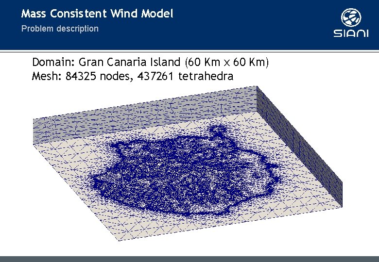 Mass Consistent Wind Model Problem description Domain: Gran Canaria Island (60 Km x 60