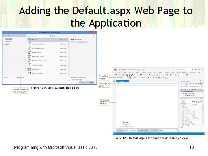 Adding the Default. aspx Web Page to the Application Figure 12 -8 Add New