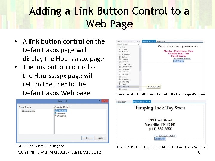 Adding a Link Button Control to a Web Page • A link button control