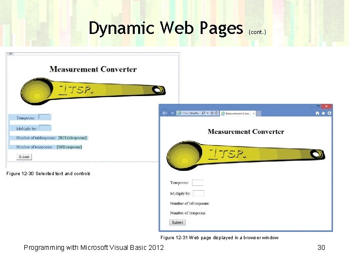 Dynamic Web Pages (cont. ) Figure 12 -30 Selected text and controls Figure 12