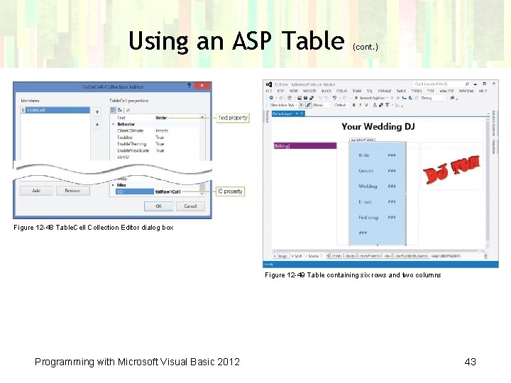 Using an ASP Table (cont. ) Figure 12 -48 Table. Cell Collection Editor dialog