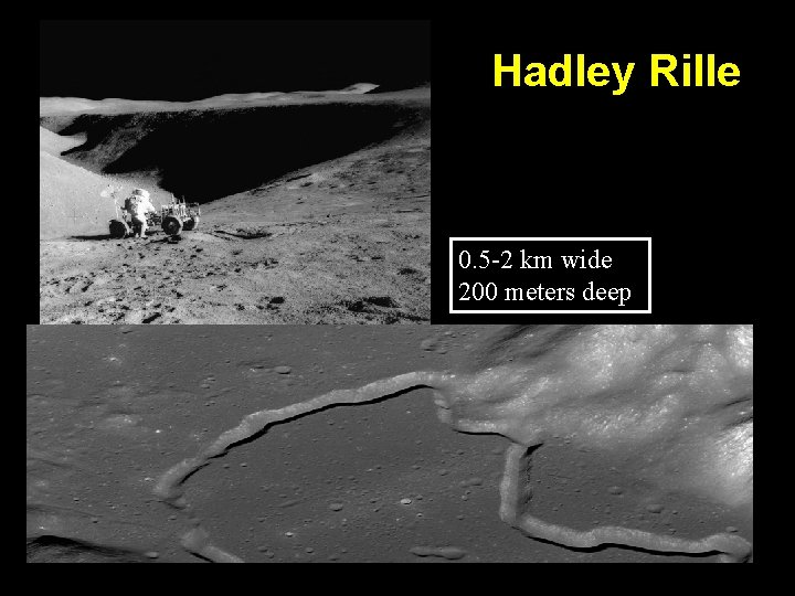 Hadley Rille 0. 5 -2 km wide 200 meters deep 
