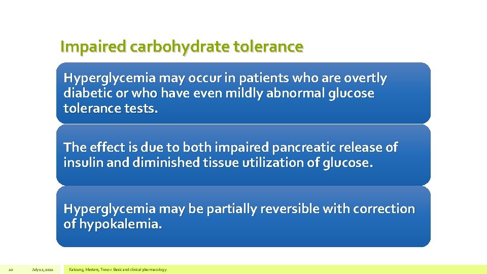 Impaired carbohydrate tolerance Hyperglycemia may occur in patients who are overtly diabetic or who