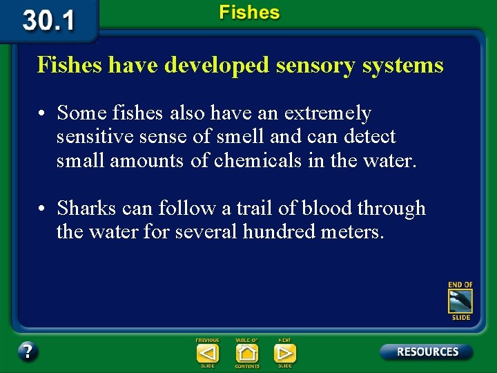 Fishes have developed sensory systems • Some fishes also have an extremely sensitive sense