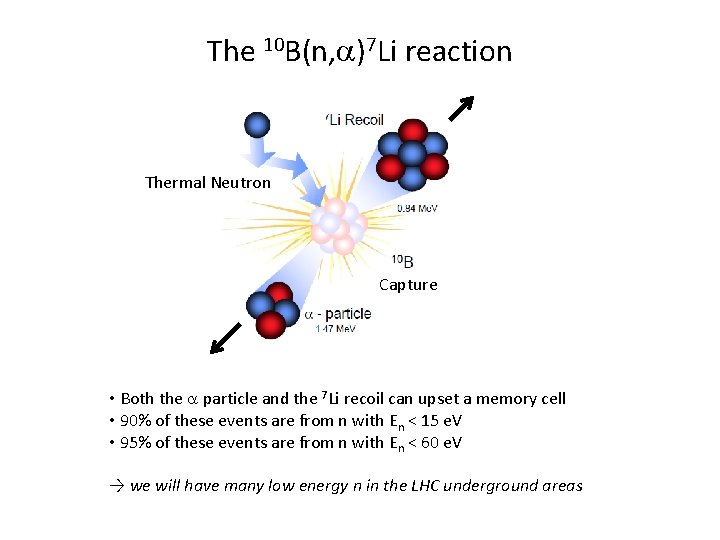 The 10 B(n, a)7 Li reaction Thermal Neutron Capture • Both the a particle