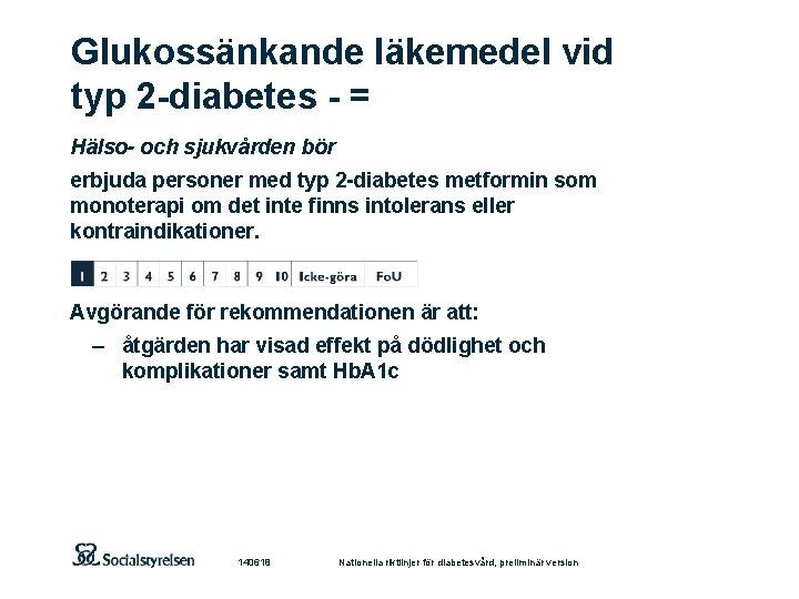 Glukossänkande läkemedel vid typ 2 -diabetes - = Hälso- och sjukvården bör erbjuda personer