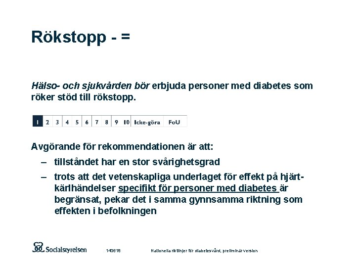 Rökstopp - = Hälso- och sjukvården bör erbjuda personer med diabetes som röker stöd