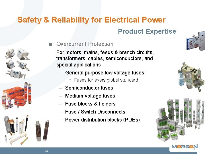 Safety & Reliability for Electrical Power Product Expertise Overcurrent Protection For motors, mains, feeds
