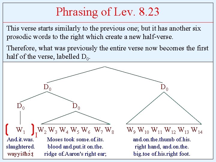 Phrasing of Lev. 8. 23 This verse starts similarly to the previous one; but