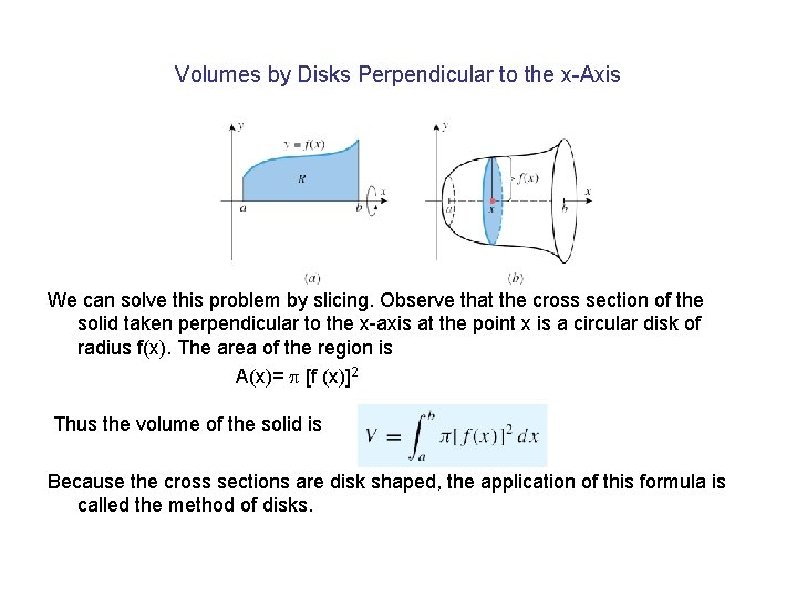 Volumes by Disks Perpendicular to the x-Axis We can solve this problem by slicing.