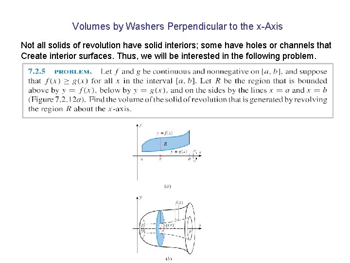 Volumes by Washers Perpendicular to the x-Axis Not all solids of revolution have solid