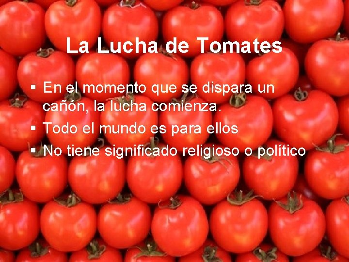 La Lucha de Tomates § En el momento que se dispara un cañón, la