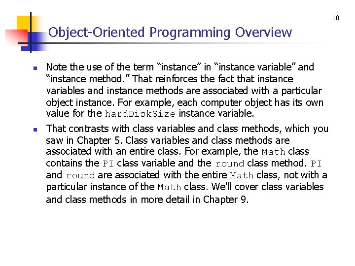 1 Chapter 6 ObjectOriented Programming n Objectoriented programming