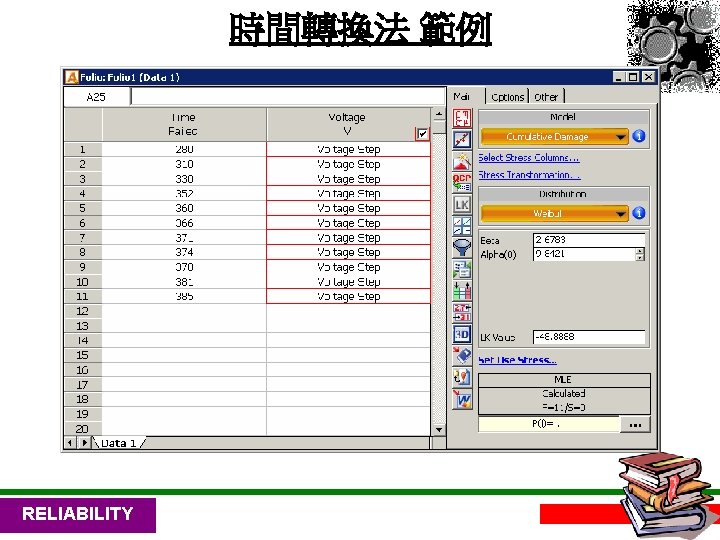 時間轉換法 範例 RELIABILITY 72 