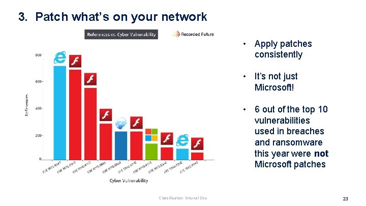 3. Patch what’s on your network • Apply patches consistently • It’s not just