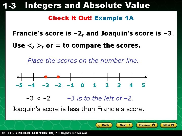 1 -3 Integers and Absolute Value Check It Out! Example 1 A Evaluating Expressions