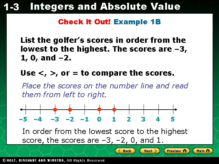 Integers and Absolute Value 1 -3 Check It Out! Example 1 B Evaluating Algebraic
