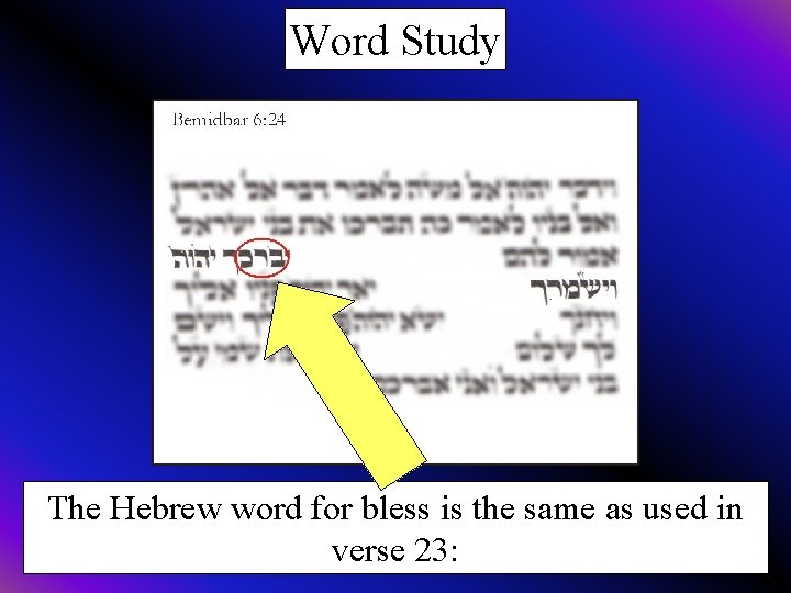 Word Study The Hebrew word for bless is the same as used in verse