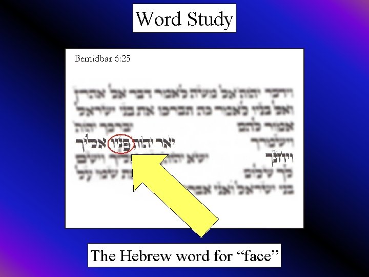 Word Study The Hebrew word for “face” 