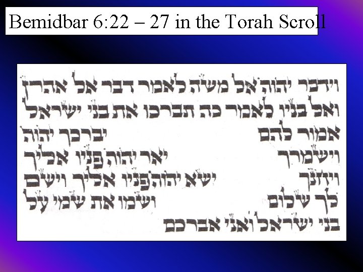 Bemidbar 6: 22 – 27 in the Torah Scroll 