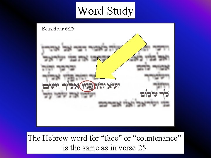 Word Study The Hebrew word for “face” or “countenance” is the same as in