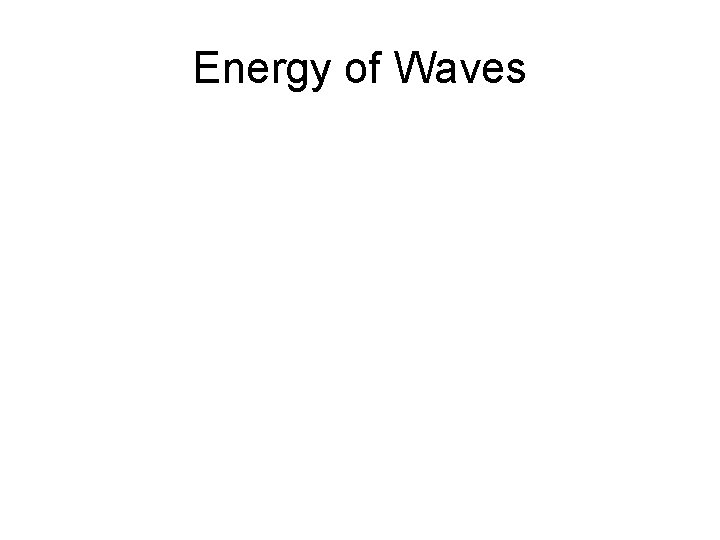 Energy of Waves 