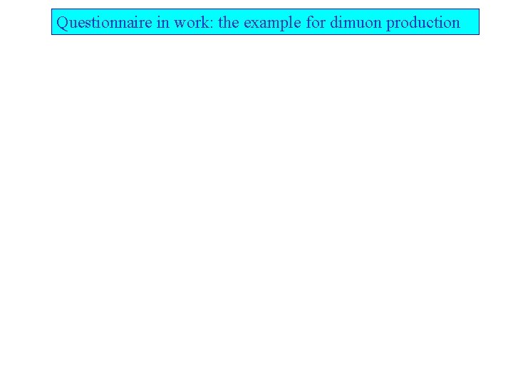 Questionnaire in work: the example for dimuon production 