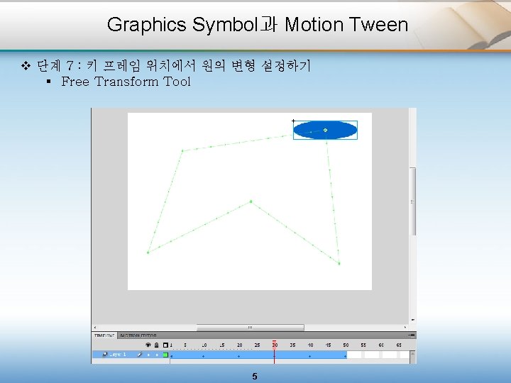 Graphics Symbol과 Motion Tween v 단계 7 : 키 프레임 위치에서 원의 변형 설정하기