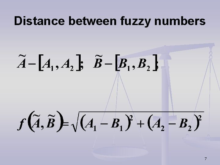 Distance between fuzzy numbers 7 