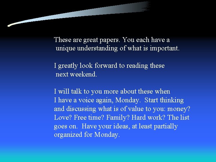 These are great papers. You each have a unique understanding of what is important.