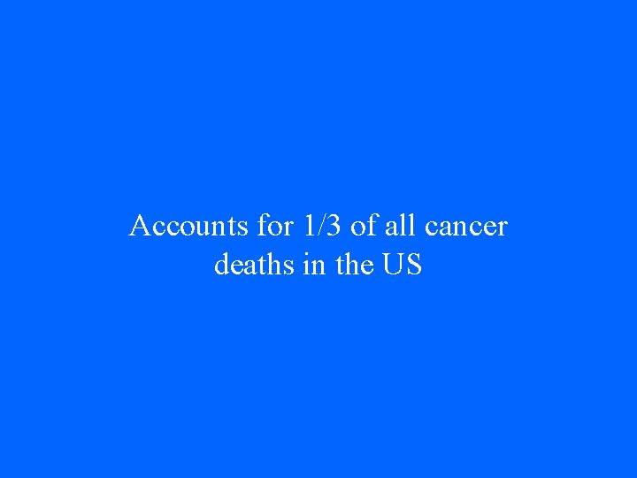 Accounts for 1/3 of all cancer deaths in the US 