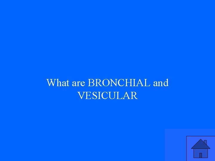 What are BRONCHIAL and VESICULAR 