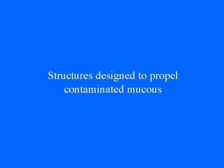 Structures designed to propel contaminated mucous 