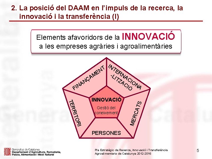 2. La posició del DAAM en l’impuls de la recerca, la innovació i la