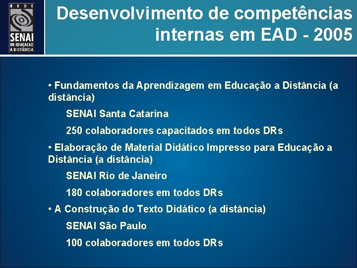 Desenvolvimento de competências internas em EAD - 2005 • Fundamentos da Aprendizagem em Educação