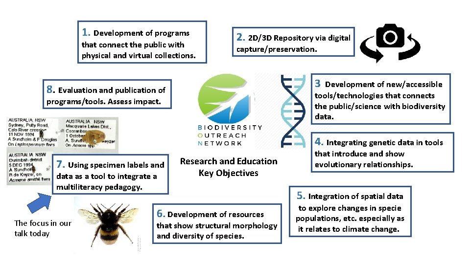1. Development of programs that connect the public with physical and virtual collections. 2.