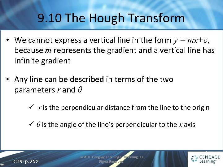 9. 10 The Hough Transform • We cannot express a vertical line in the