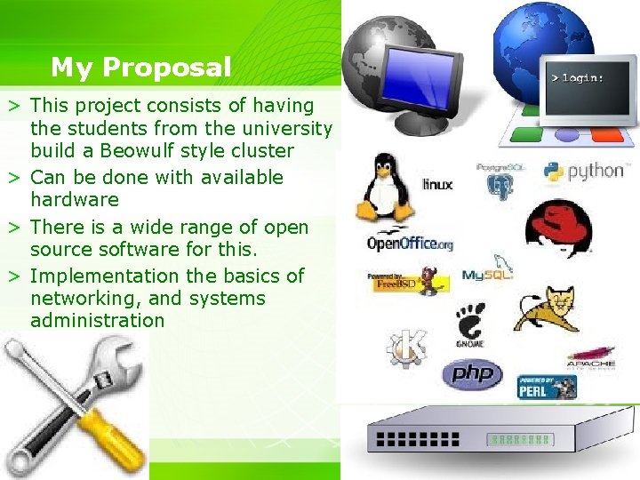 My Proposal > This project consists of having the students from the university build