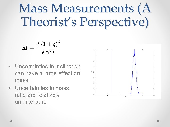 Mass Measurements (A Theorist’s Perspective) • Uncertainties in inclination can have a large effect