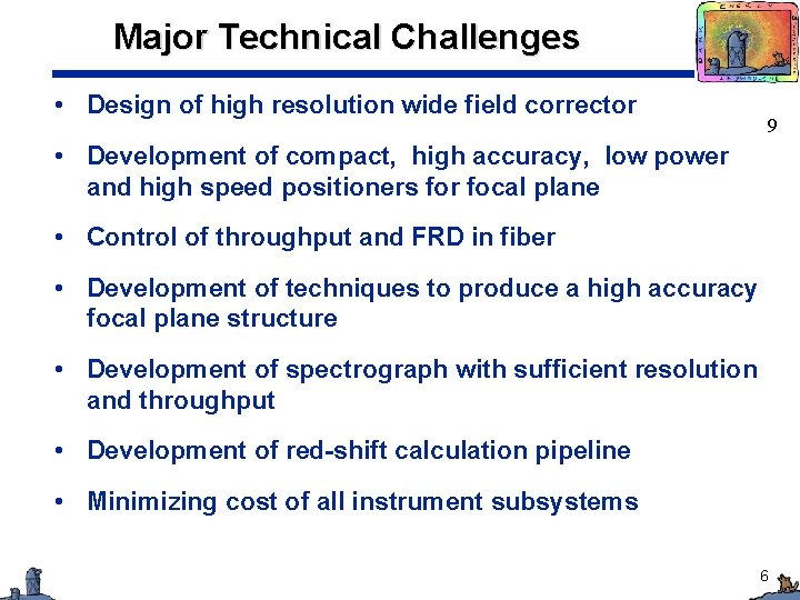 Major Technical Challenges • Design of high resolution wide field corrector 9 • Development