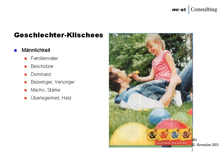 Geschlechter-Klischees n Männlichkeit n Familienvater n Beschützer n Dominanz n Bezwinger, Versorger n Macho,