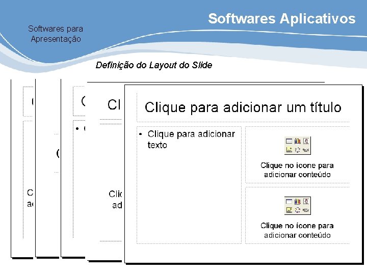 Softwares para Apresentação Softwares Aplicativos Definição do Layout do Slide 