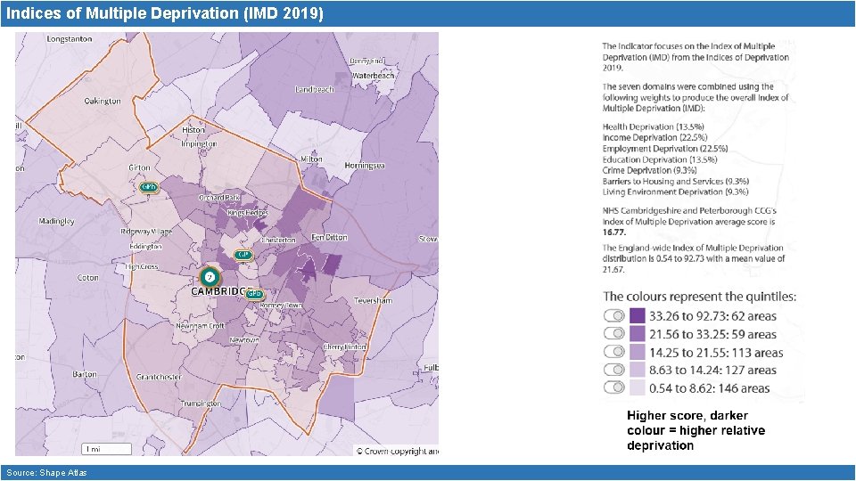 Indices of Multiple Deprivation (IMD 2019) Source: Shape Atlas 